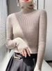 Women's Semi-Turtle Neck Knit Sweater - Core-Spun Yarn Fabric, Warm Winter Pullover, Slim Fit Long Sleeve Top For Layering, Elegant & Versatile_voghion.com