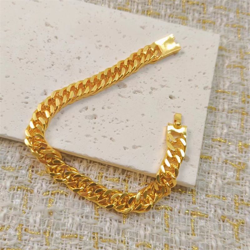 Trendy Men's Hip-Hop Style Smooth Cuban Personality Round Polished Twist Chain Spring Clasp Bracelet Accessory_voghion.com