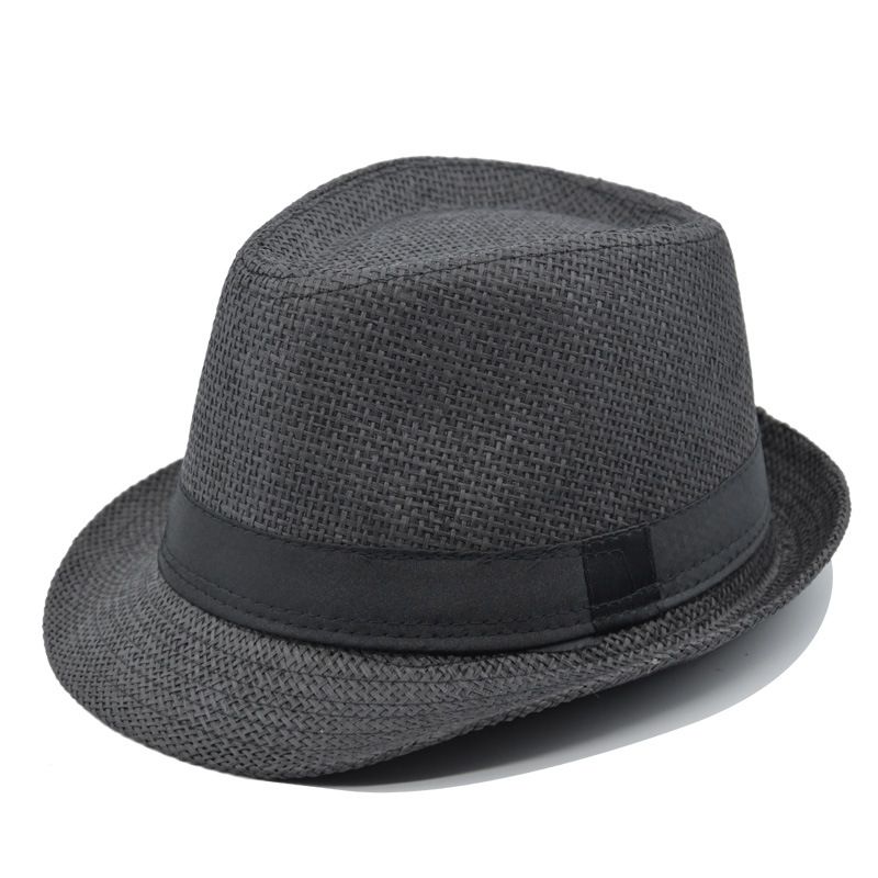 New Fashionable Retro Hollow Edged Gentleman Straw Hat with Curled Edged Belt Jazz Hat for Women Outdoor Beach Sunshade Top Hat_voghion.com