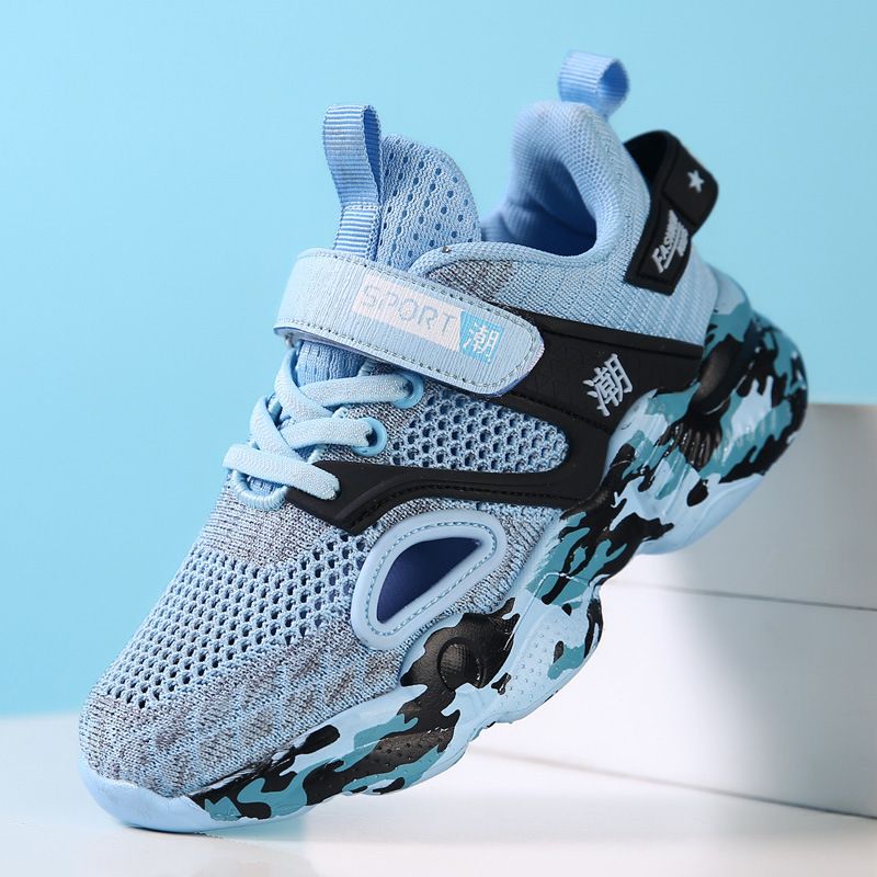 2025 Four Seasons Children's Breathable Boys' Medium To Large Trendy Hollow Double Mesh Running Shoes_voghion.com