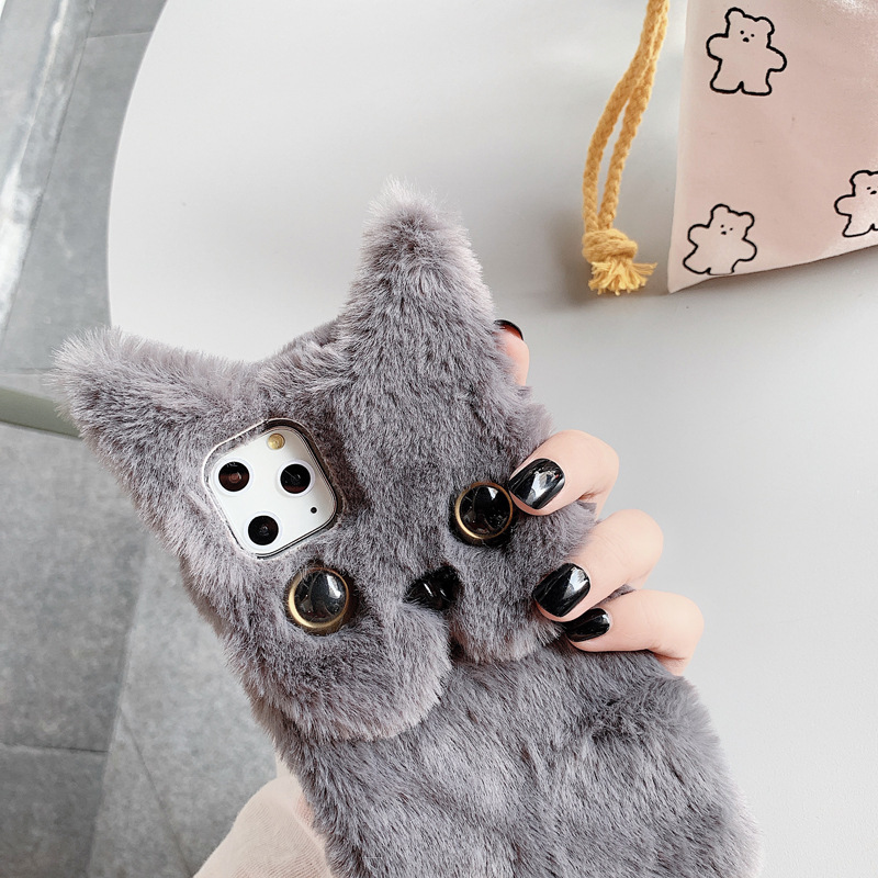 Three-dimensional plush cat 12/11pro Apple XSmax mobile phone case suitable for iphone7/8plus cute 13 soft_voghion.com