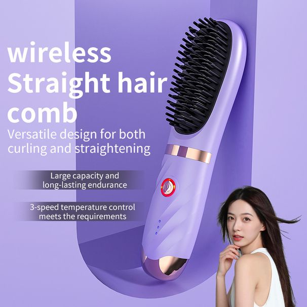 New lazy straight hair comb wireless hair straightener small USB charging portable travel curling and straightening dual purpose artifact_voghion.com