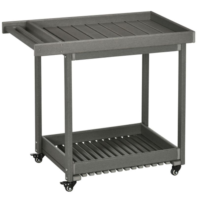 Outsunny Servierwagen Barbecue Trolley Mit Handtuchhalter 87x50x80cm, Garten Rollwagen Mit 2 Regalen, Outdoor Multifunktionstisch_voghion.com