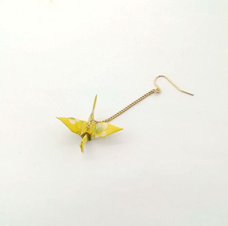 Qingdao New Design and Style Series Handmade Thousand Paper Crane Earrings Earclip (Single)_voghion.com