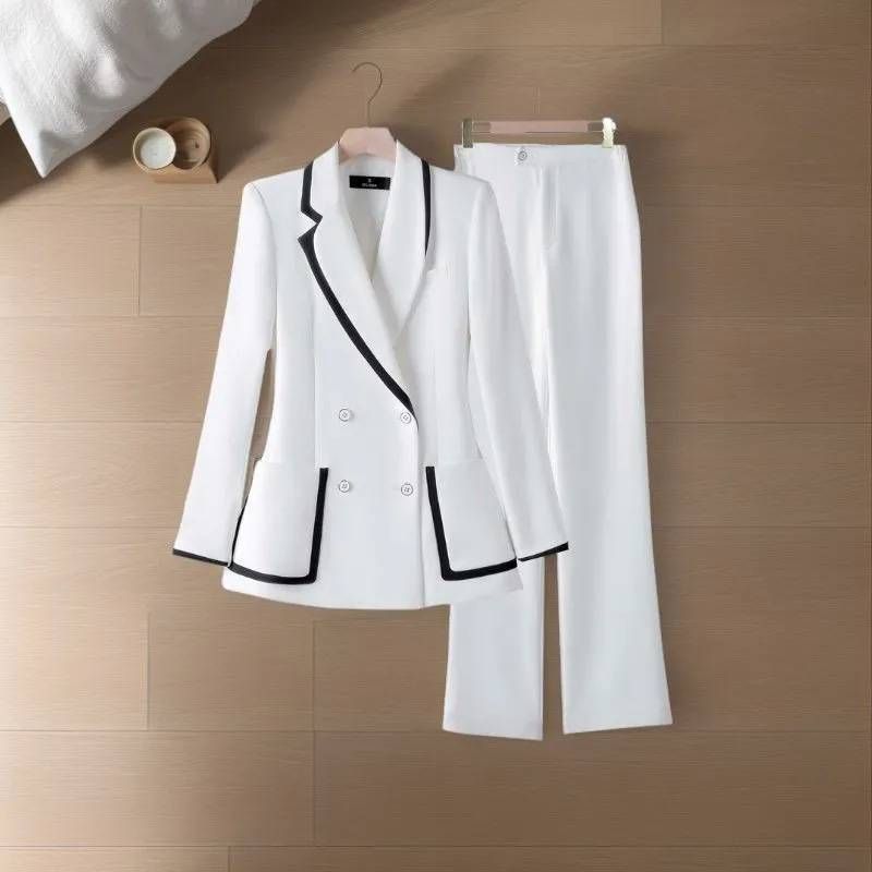 Abbigliamento da donna Completo da donna di alta qualità a maniche lunghe per pendolari, completo bianco alla moda, sottile, professionale_voghion.com