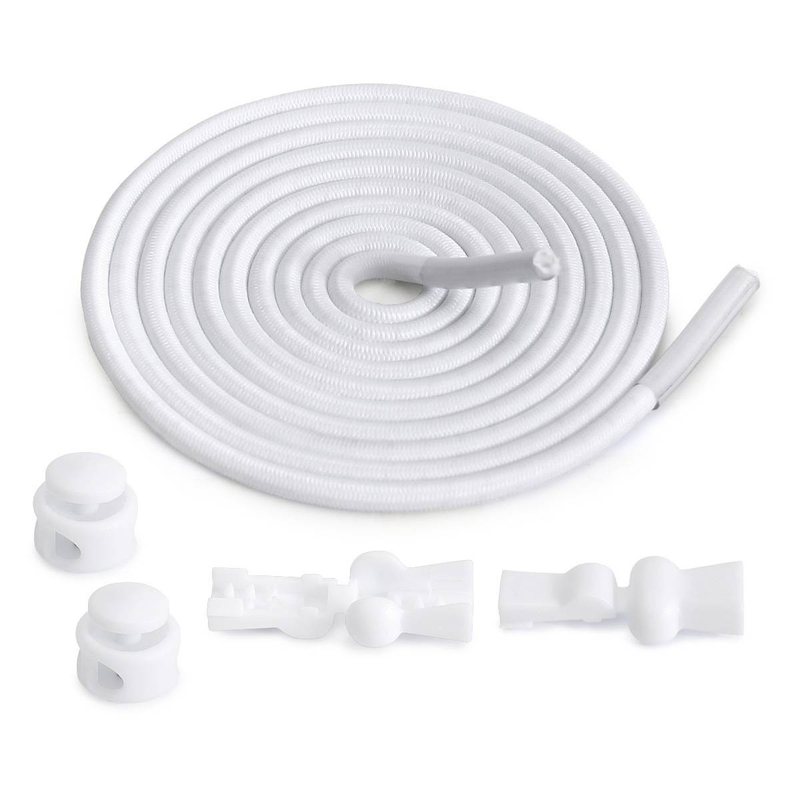 Lacets élastiques colorés à boucle ronde à ressort pour adultes et enfants, lacets élastiques gratuits, lacets paresseux noirs et blancs_voghion.com