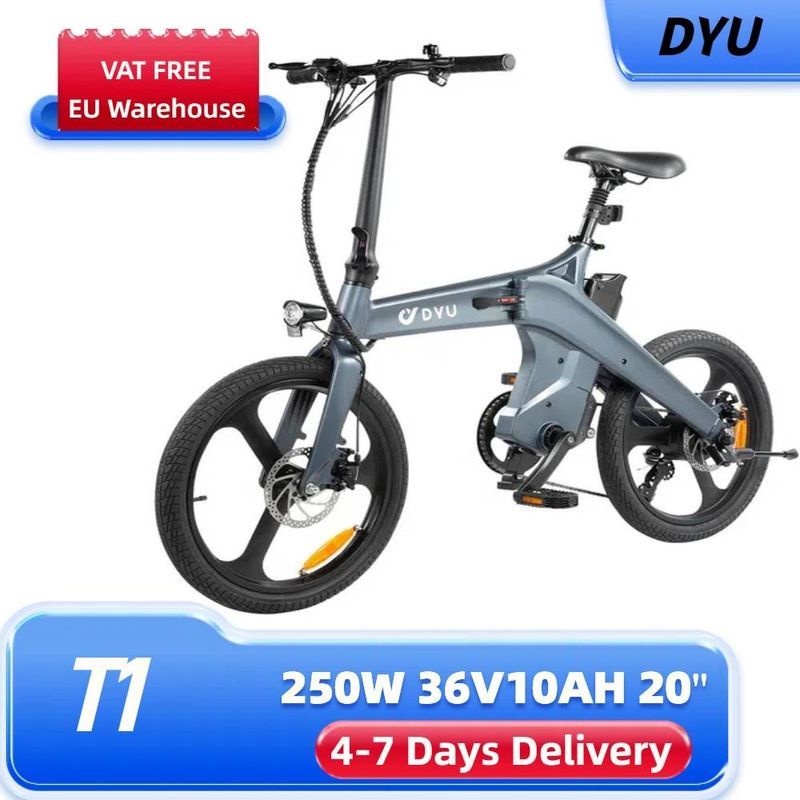 DYU T1 elektriskais pilsētas velosipēds 20" riepas 250W motors 36V 10Ah akumulators_voghion.com