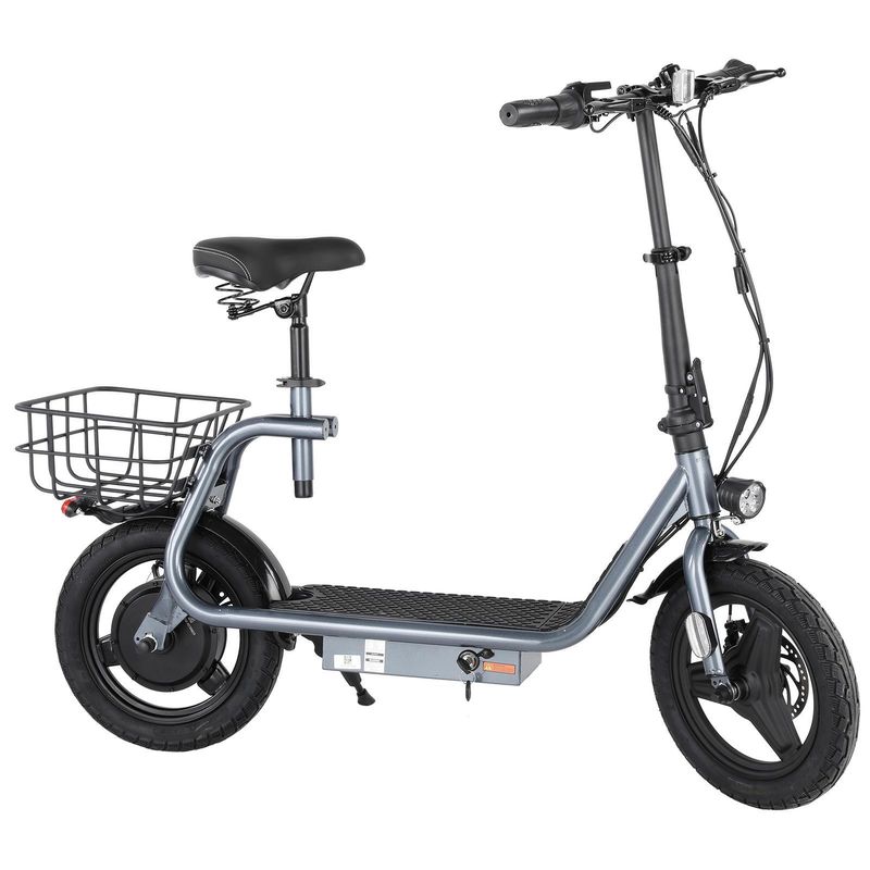 Electric Scooters For Adults 14" Tire, 500Wh, 30Miles Range, 20MPH Top Speed, Adjustable Electric Scooter With Seat, Commuter Ebike For Adults&Teens_voghion.com