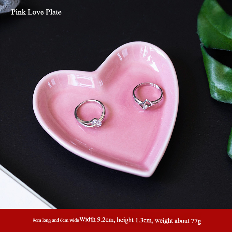 Nordic Ceramic Tray Set - Heart-Shaped Snack Plate For Fruits, Jewelry & Valentine's Day Gift (6.5" Multi-Purpose Decorative Dish)_voghion.com