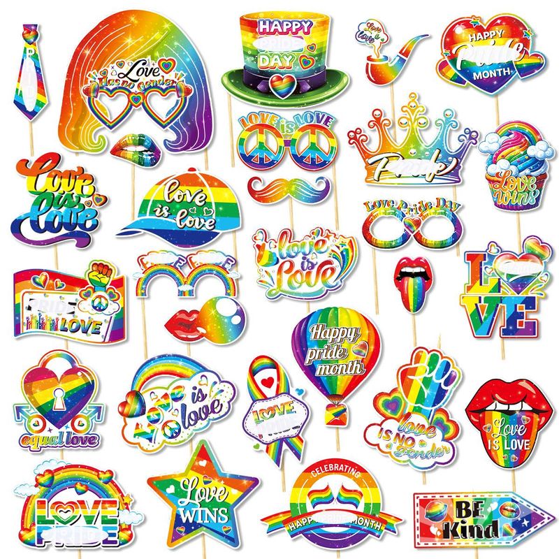 Mother & Kids Rainbow Festival Party Decoration Photo Props Rainbow Love Funny Photo Mask Dress Up Supplies_voghion.com