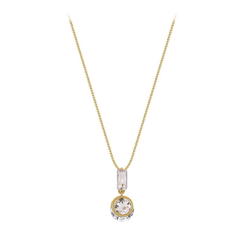 Colier VENUS Sier Sterling Flash Diamond cu pandantiv la modă cu cristale de zirconiu și picătură de apă, lanț de claviculă pentru femei_voghion.com