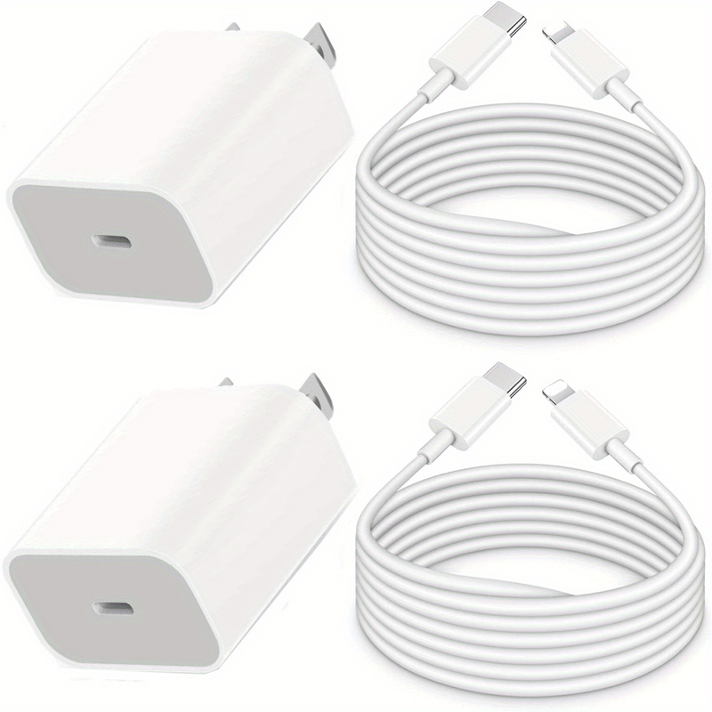 PD20W Schnellladegerät-Blockadapter 3 Sets für iPhone-Ladegerät Schnellladen mit 6,6 Fuß Typ C auf 8-Pin-Kabel für iPhone 14 Pro Max/14 Plus/13/12 Mini/11/X_voghion.com