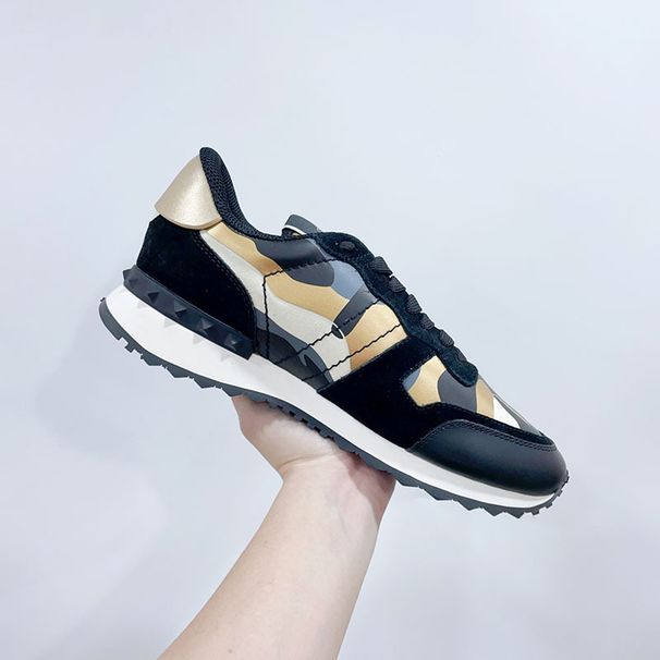 V Home Camouflage Sports Shoes Men's High Edition Riveted Thick Bottom Leather Fashion Casual Lace Color Blocked Trend_voghion.com