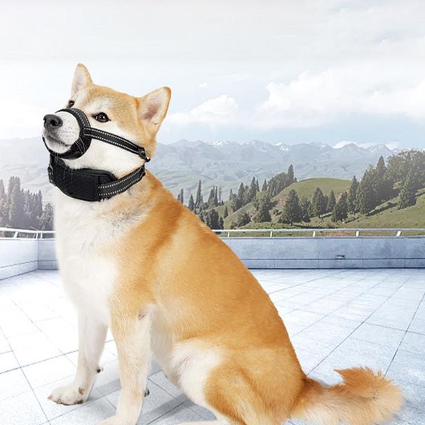 Reflective Dog Muzzle Reflective Adjustable Pet Muzzles Portable Dog Muzzles Black Dog Muzzles For Prevent Biting Chewing_voghion.com