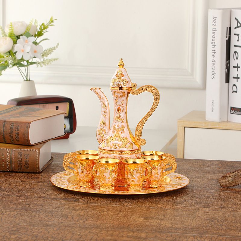 Home Furniture aristocratic temperament wine set high grade relief design wine glass home living room wine pot ornaments decoration_voghion.com