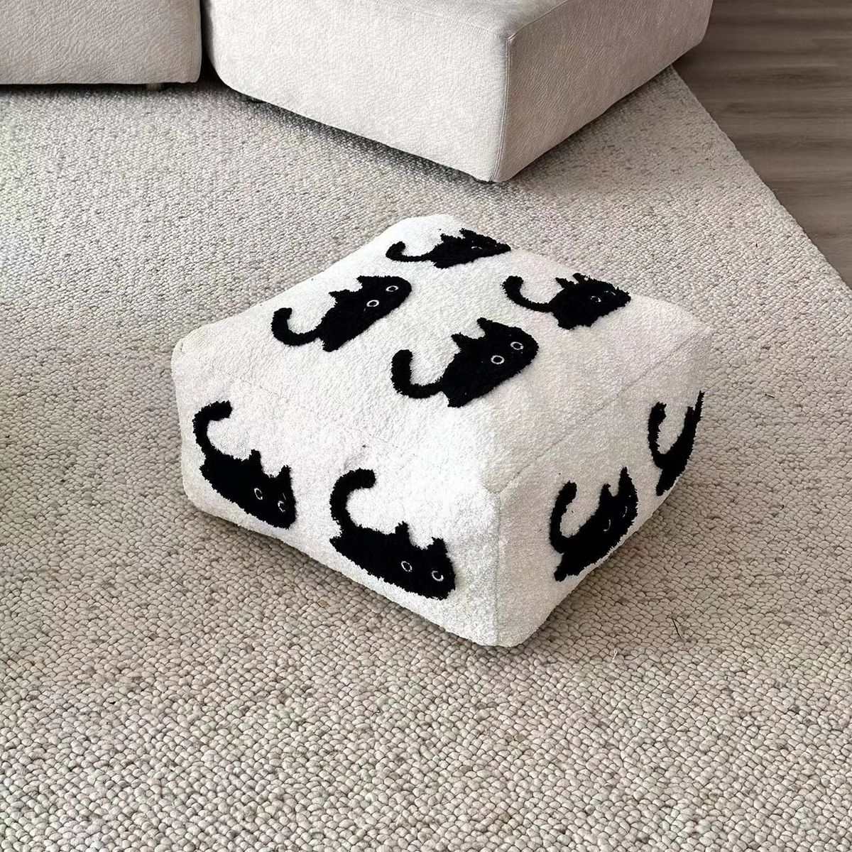 Almofada para sofá, pufe para uso doméstico, banco baixo em almofada de assento branca_voghion.com