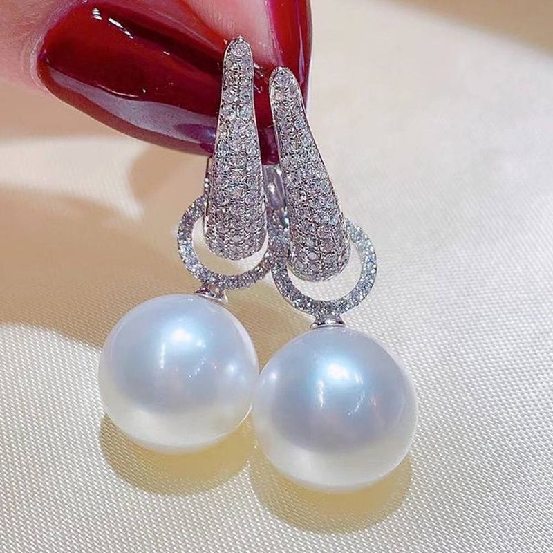 Fashion light luxury atmosphere elegant women's earrings delicate two wear pearl zircon ear buckle_voghion.com