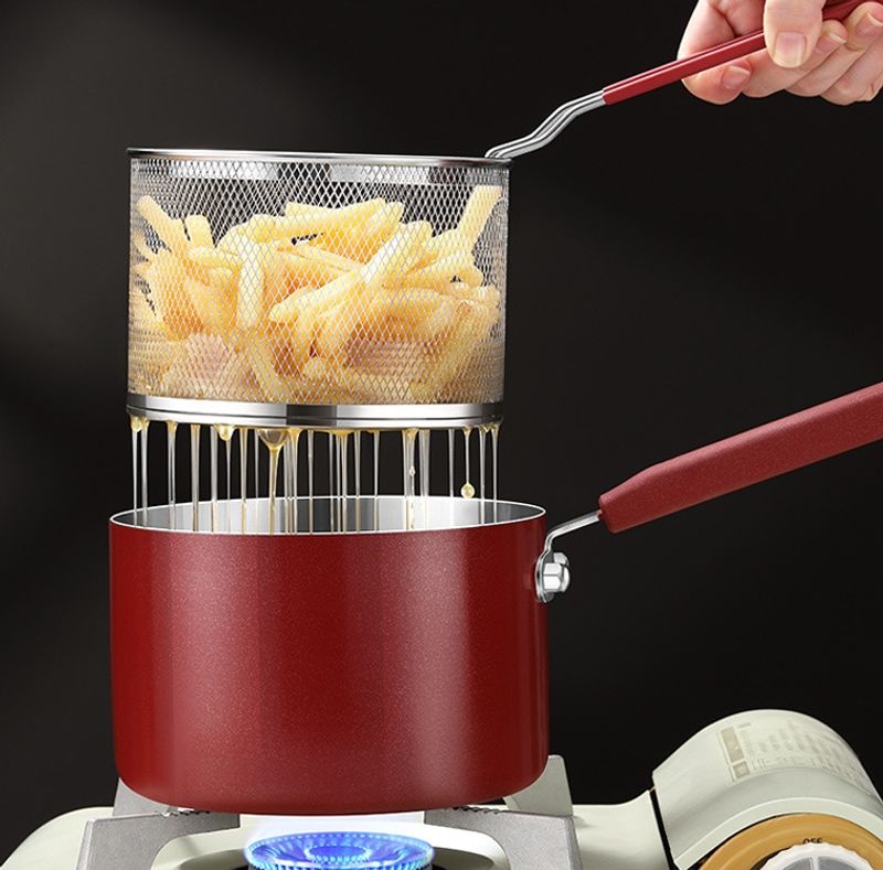 Deep fryer household fryer 304 stainless steel with filter multifunctional fried string French fries small deep pot_voghion.com