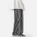 Pantaloni casual cu dungi verticale alb-negru texturați pentru bărbați, pantaloni largi, cu drapaj, pentru ștergere, pantaloni largi cu picior larg_voghion.com