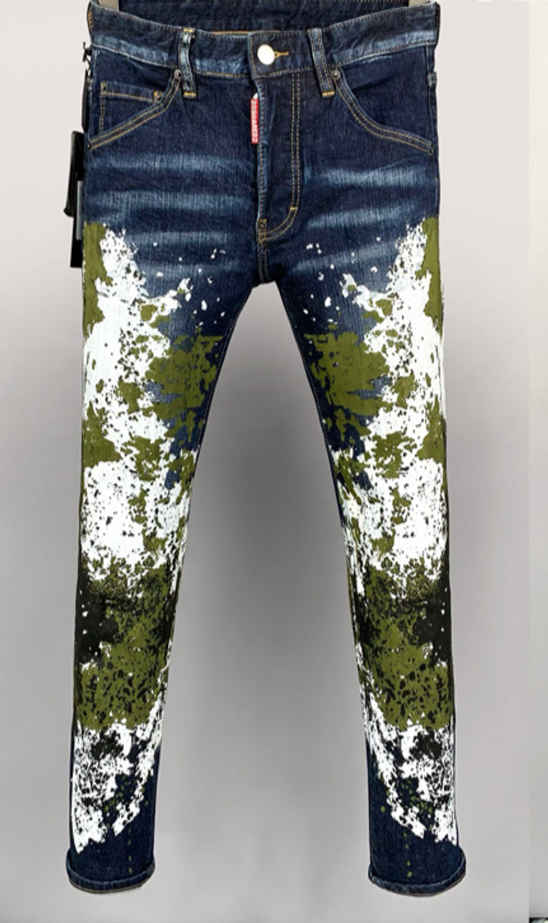 9927 New Heavy Duty Ink Splashed Personality D2 Men's Denim Trousers European Whitened Small Straight Leg Cross Border Trendy Jeans_voghion.com