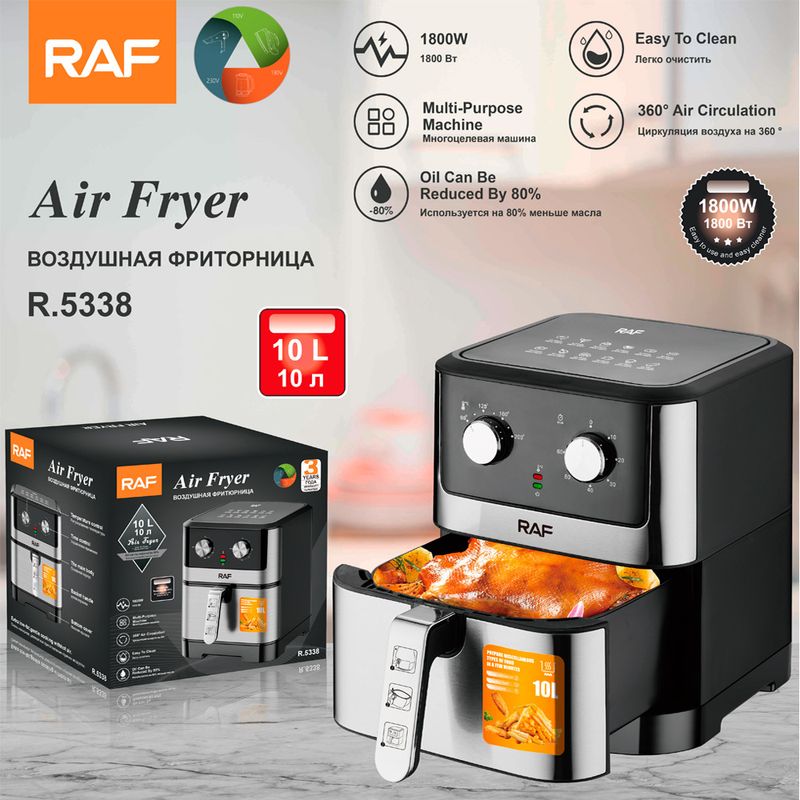 RAF EU Standard Cross-Border Air 10L Large Capacity Household Oil-Free Fryer Less Grill Electric Cooking Pot_voghion.com