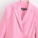 Blazer oversize da donna con spalline - Giacca a maniche lunghe con revers a lancia alla moda in rosa e corallo_voghion.com