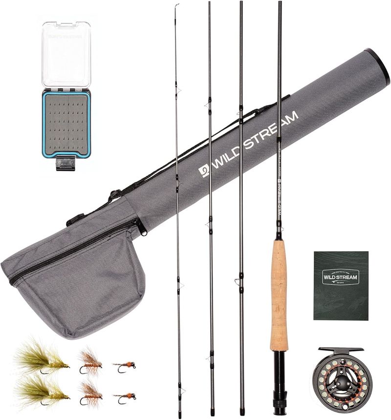 Wild Stream Fly And Reel Combo Starter Kit With Rod Case, Extra Tip Section, Slow-Medium-Fast Action_voghion.com