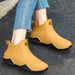 Neue modische Regenschuhe in Volltonfarbe, kurze Röhre, wasserdichte Schuhe für den Außenbereich, Motorrad, Flut, dicke Sohle, rutschfeste, langlebige Gummischuhe für Damen_voghion.com