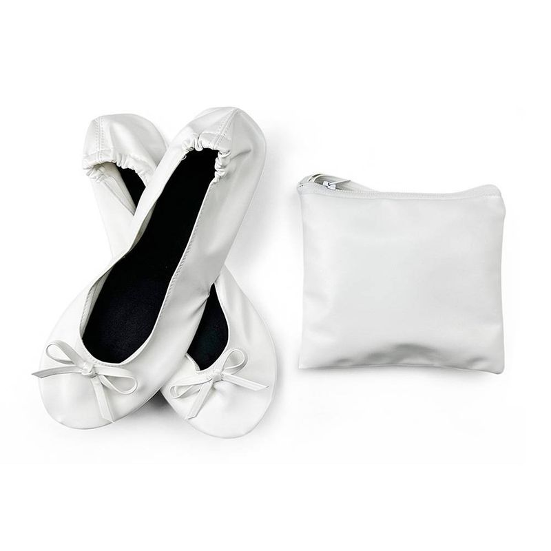 Chaussures de danse de ballet d'intérieur pliantes Pop-up, chaussures de danse de mariage, plates de mariage sans dentelle_voghion.com