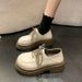 Thick-soled Loafers, Versatile Lace-up Single Shoes For Women, New Spring And Autumn 2025 Style Small Leather Shoes_voghion.com
