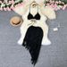 Women's holiday style suit women's design bikini halter top versatile tassel skirt knitted two-piece set_voghion.com
