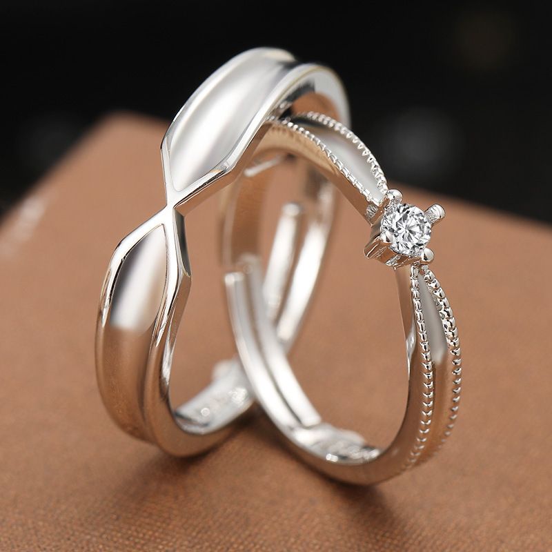 Neu S Reinem Silber Paar Nische High-end Luxus Offene Einstellbare Unisex Ringe_voghion.com