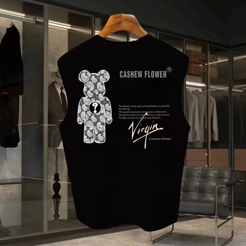 Herrkläder Ärmlös väst Sommar Mångsidig Populär Smal Sportväst Trendig Herr-T-shirt Topp_voghion.com