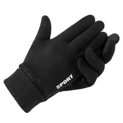Suede gloves men's autumn and winter outdoor windproof plus velvet warm and long lock temperature half-finger dew two-finger riding gloves