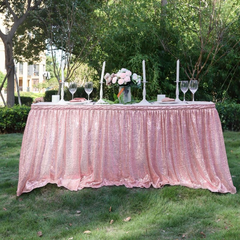 Sequin Table Skirt Table Cloth Wedding Decoration Party Table Cloth Birthday Party Wedding Christmas Dessert Table_voghion.com