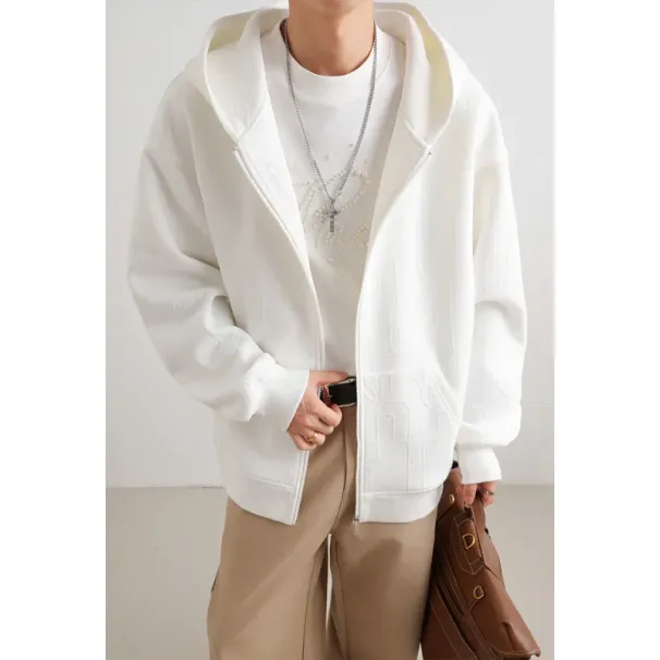 Men's Textured Cardigan Jacket - Oversized Casual Sweater (Versatile Layering Essential)_voghion.com