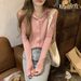 Solid color cardigan jacket versatile hooded knitted sweater for women 2024 autumn new item sweet pink design sense_voghion.com