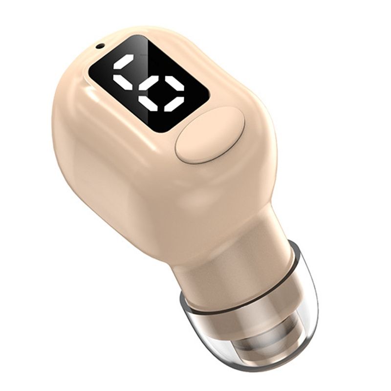 M5 Digital Display Bluetooth Headset Mini In-ear Invisible Headphones(Skin Color)_voghion.com