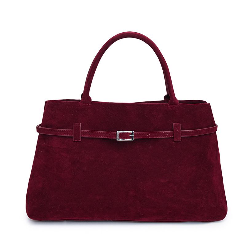 Large capacity suede frosted handbag with row tote design, elegant and high-end shoulder bag_voghion.com