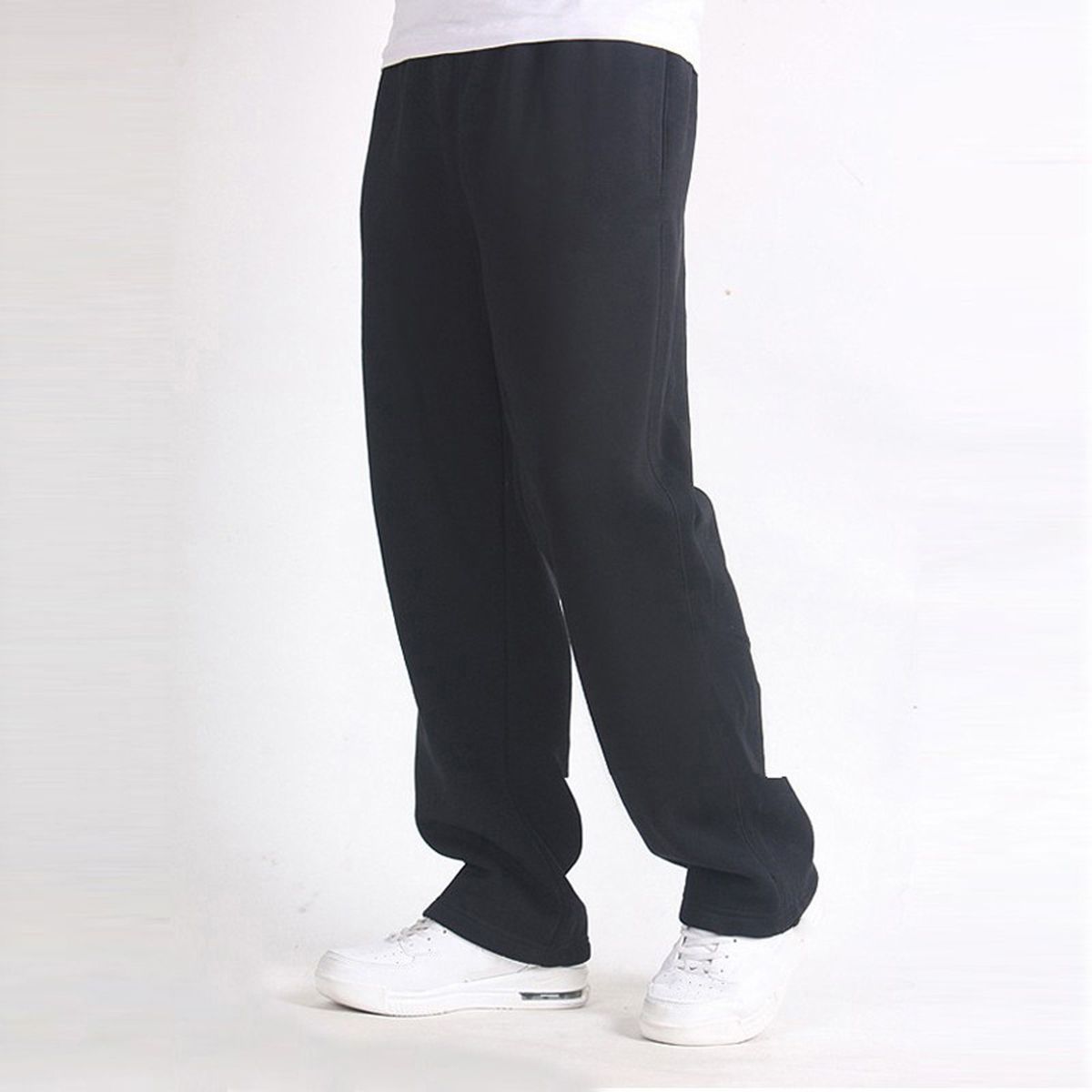 Meeste kottis ühevärvilised õhukesed dressipüksid Elastsed vabaaja püksid Homme Extra Plus Size Joggers spordi lahtised püksid_voghion.com