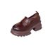 Mocassini da donna in vera pelle con zeppa spessa, punta rotonda, stile britannico, autunno 2024, scarpe singole da donna_voghion.com