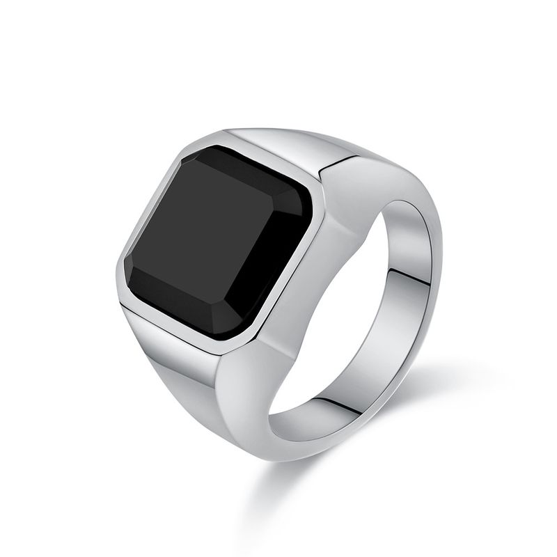 Anillo de acero inoxidable con gemas artificiales, estilo lujoso y ligero para hombre, de acero de titanio, con gemas artificiales, joyería de mano King Feel_voghion.com