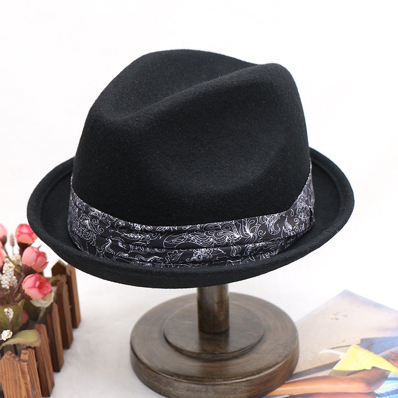 Cappello a cilindro piccolo in lana Totem tre pieghe con cappello jazz da uomo autunnale e invernale_voghion.com