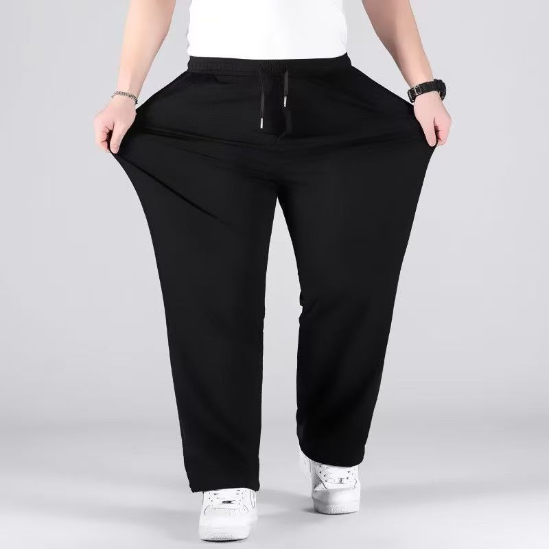 Men's Plus-Size Stretch Jogger Pants – Summer Lightweight High-Waisted Elastic Waistband Trousers (XL-10XL)_voghion.com