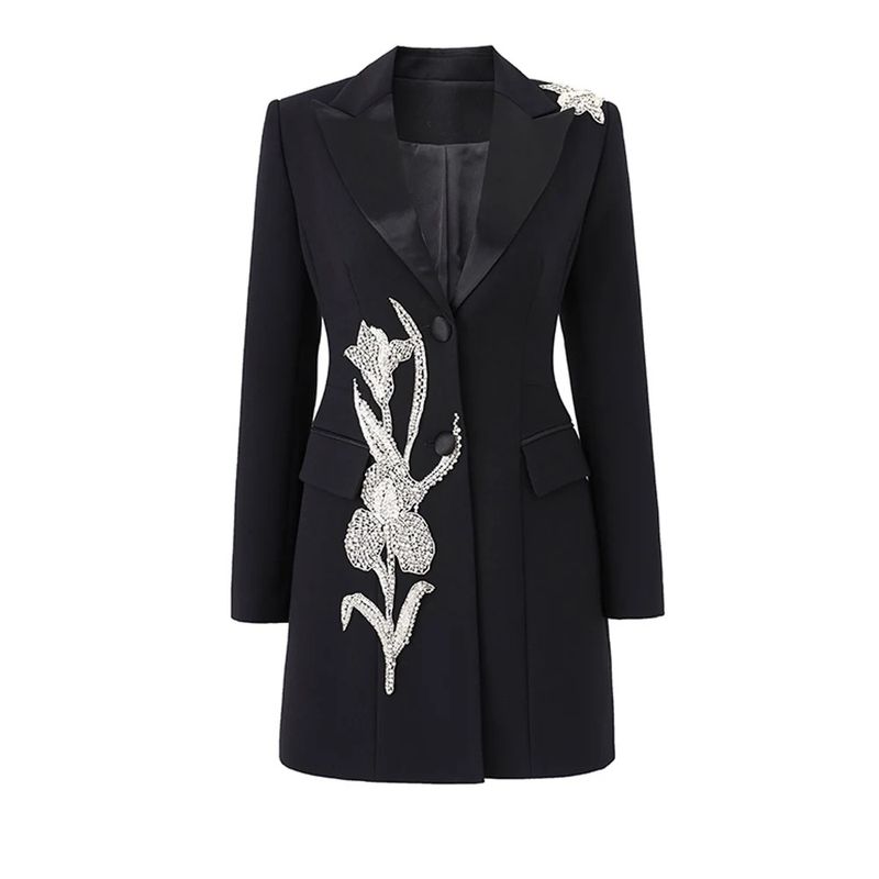 Vestido de traje con cuello de satén y cintura para mujer, disponible en stock_voghion.com