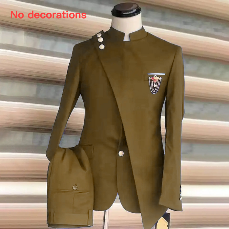 Men's Suits Plus Fertilizer Plus Large Size Men's Stand Collar Two-piece Business Banquet Cocktail Dress_voghion.com