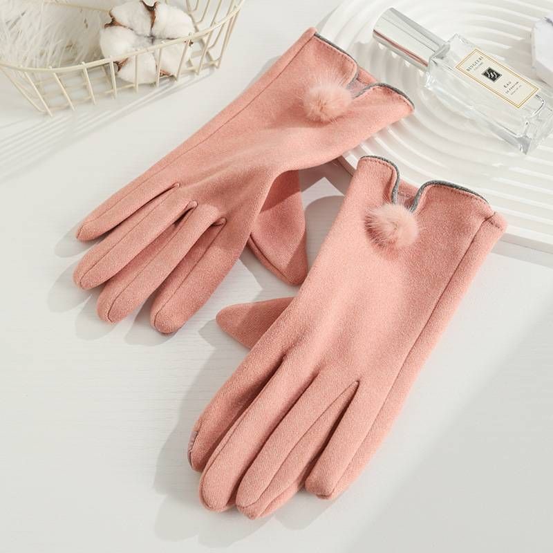 Gants chauds en fourrure de lapin pour hommes et femmes, en polaire de lapin d'hiver rembourrée et épaisse, coupe-vent, pour écran tactile froid_voghion.com