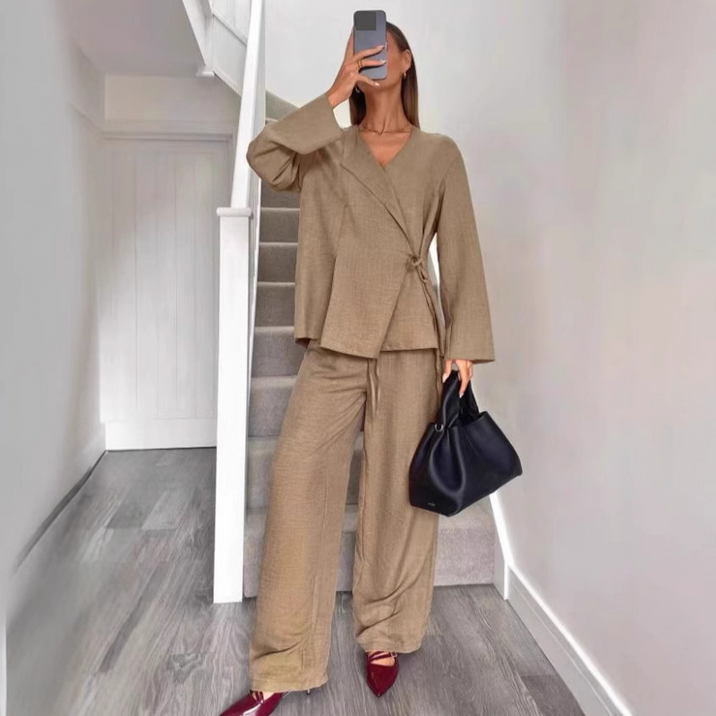 Vêtements pour femmes, nouveaux vêtements pour femmes printemps et été, manteau style kimono croisé, pantalon large, costume de mode pour femmes_voghion.com
