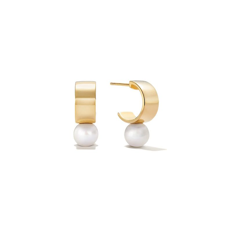 Perlenohrringe in C-Form – leichte, luxuriöse, elegante Ohrstecker (minimalistischer Modeschmuck, vielseitiges Alltagsaccessoire)​​_voghion.com