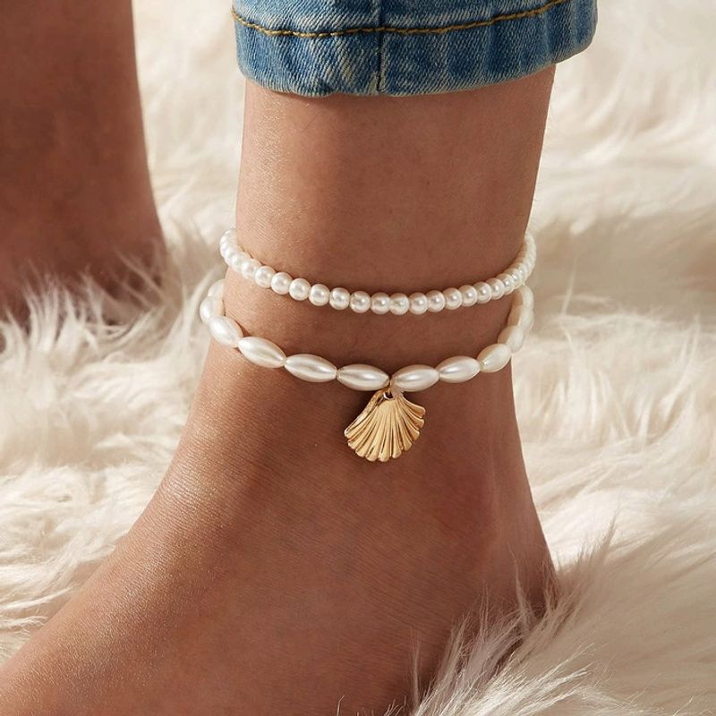 New Shell Small Starfish Turtle Rice Beads Irregular Turquoise Beaded Beach Vacation Anklet Necklace Bracelet_voghion.com
